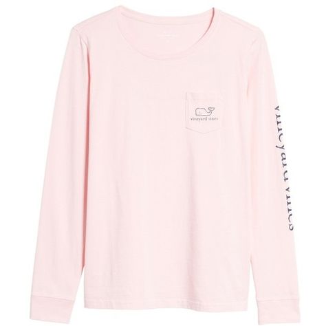 Vineyard Vines Outfits, Basic Fashion Essentials, Vine Yard Vines Outfits, Vineyard Vines Sweatshirt, Vineyard Vines Shirts Women, Vinyard Vines, Long Sleeve Cotton Tops, Pink Relaxed Fit V-neck T-shirt, Vineyard Vines Whale