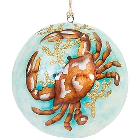 Shell Hanging, Crab Ornament, Rock Lobster, Nautical Painting, Painted Shells, Capiz Shell, Ornament Ideas, Snowflake Decorations, Ball Ornaments