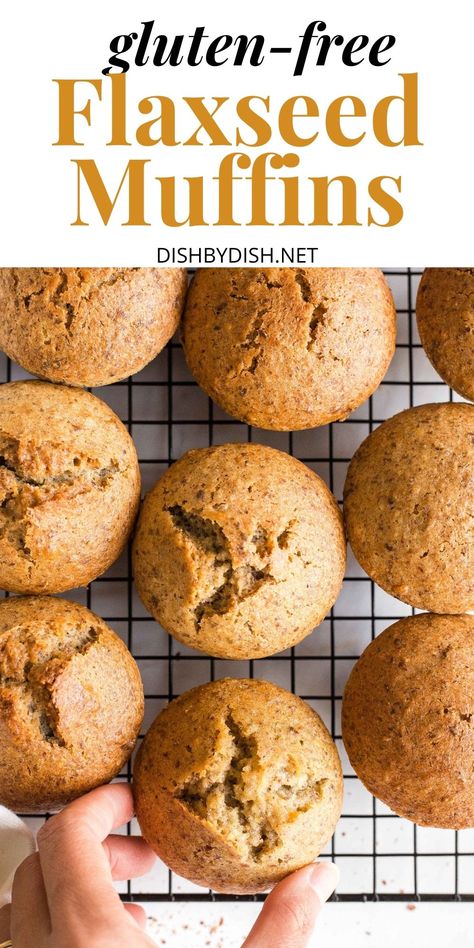 Hand reaching for a flaxseed muffin from a wire rack Flax Recipes, Flaxseed Recipes, Flaxseed Muffins, Gluten Free Dairy Free Muffins, Flax Seed Muffins, Flax Muffins, Flaxseed Meal, Healthy Nutrition Plan, Recipes Gluten Free