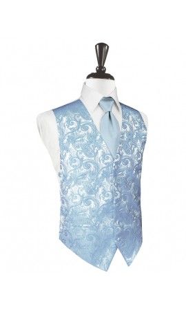 Light Blue Tapestry Tuxedo Vest Quince Suits, Blue Quinceanera Ideas, Chambelanes Outfits, 18th Debut, Light Blue Quince, Cinderella Sweet 16, Light Blue Vest, Court Outfit, Tuxedo Colors