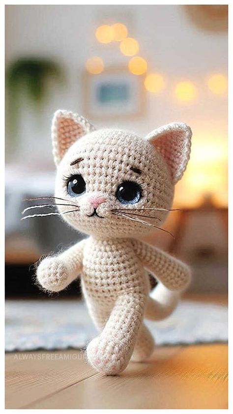 Crocheted Cat Pattern, Cat Amigurumi Free Pattern, Crochet Cat Amigurumi, Kat Haken, Keychain Patterns, Crochet Toys Free Patterns, Crochet Toys Free, Crochet Stitches Free, Crochet Cat Pattern