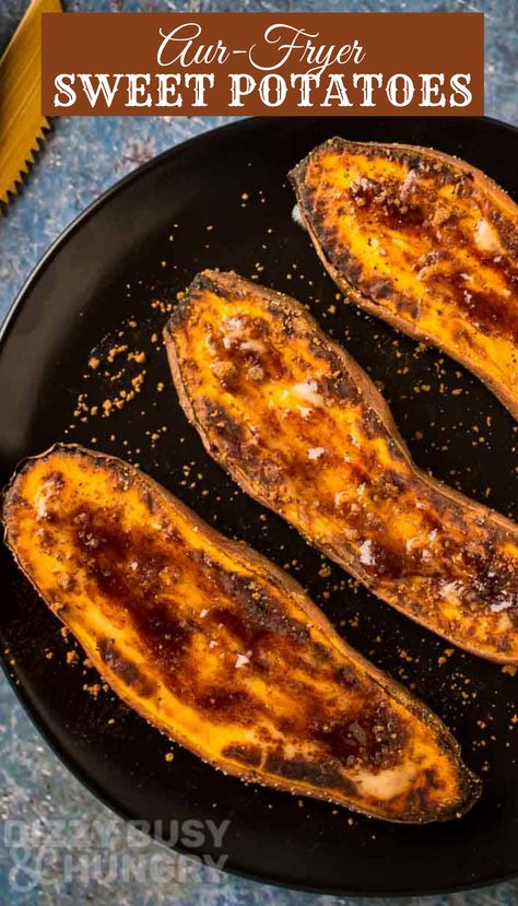 Air Fryer Roasted Sweet Potatoes, Air Fryer Whole Sweet Potatoes, Sweet Potato Recipes Airfryer, Air Fryer White Sweet Potatoes, Airfry Sweet Potato Recipes, Air Fryer Baked Sweet Potatoes, Baked Sweet Potato Air Fryer, Baked Sweet Potatoes In The Air Fryer, Air Fryer Sweet Potatoes Baked