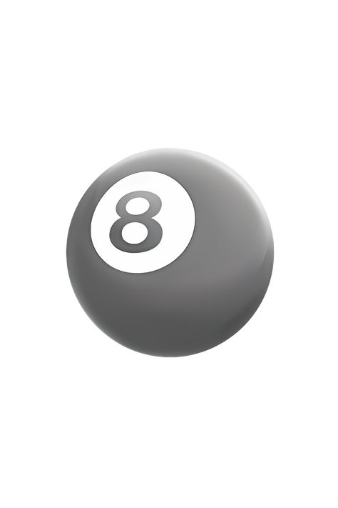 The emoji 🎱 depicts a black and white billiard ball with the number 8 printed in the center. The ball is round and smooth, with a shiny surface that reflects light. The black and white colors are evenly distributed, with the number 8 printed in bold white font. The overall appearance of the emoji is sleek and polished, resembling a real billiard ball used in the game of pool. Round Pfp 8 Ball, 8 Ball Png Icon, 7 Ball Pool, 9 Ball Pool Art, Billiard Ball Png, Y2k Wallpaper Iphone, Apple Emojis, Pool Hacks, Emoji Backgrounds