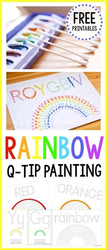 Rainbow Q-Tip Painting Printables #1plus1plus1 #homeschool #homeschooling #freeprintablesforkids #kidsactivities #kidsprintables #earlychildhood #totschool #homeschoolingideasfortoddlers #preschool #preschoolers #preschoolactivities #homeschoolpreschool #kindergarten #finemotorskills #spring #rainbows Q Tip Rainbow Painting, Rainbow Art For Preschool, Rainbow Painting For Kids, Color Practice, Q Tip Painting, Rainbow Activities, Spring Preschool, Rainbow Painting, Art Therapy Activities