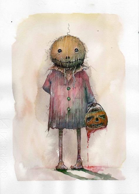 Horror Watercolor, Halloween Painting, Creepy Dolls, Creative Hobbies, Watercolor Artwork, Halloween Art, Watercolor And Ink, Art Original, Watercolor Paper