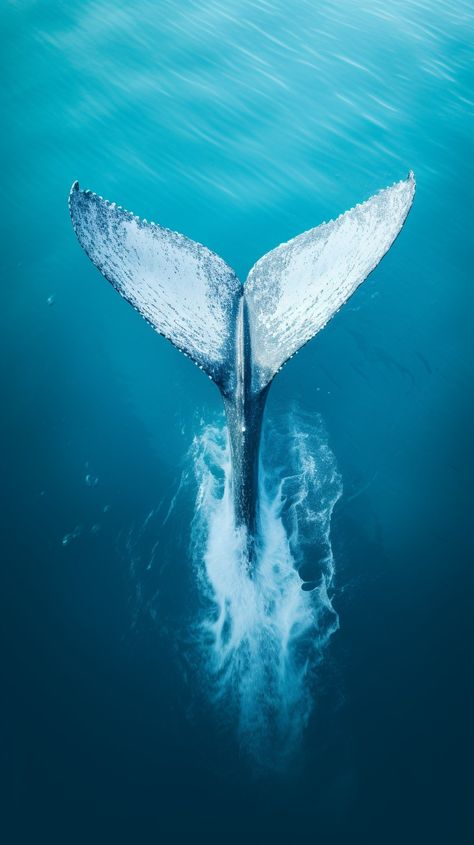 Whale tail in the ocean mobile phone wallpaper - by MW. ⋆⁺₊⋆ Here to share my artwork & make personalized wallpaper requests! ⋆⁺₊⋆ Whale Photos, Ocean Creatures Art, Ocean Mobile, Shark In The Ocean, Whale Drawing, Whale Painting, Personalized Wallpaper, Mobile Phone Wallpaper, Whale Tattoos