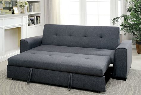 Sofa Come Bed, Sala Vintage, Futon Cushions, Futon Decor, Sofa Cum Bed, Leather Futon, Grey Sofa Bed, Modern Sofa Bed, Convertible Furniture