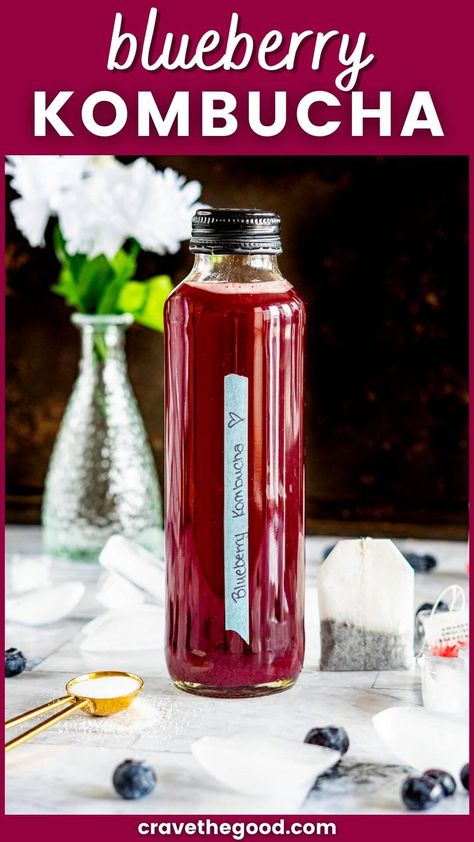 Blueberry Kombucha, Kombucha Flavors Recipes, Kombucha Flavors, Peach Jam Recipe, Kombucha Recipe, Homemade Kombucha, Blueberry Mint, Blueberry Syrup, Fermentation Recipes