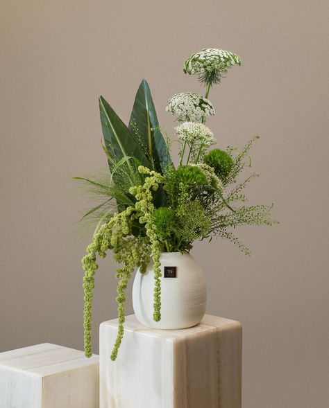 #flowerarrangement . . . #tulipflowerdubai #TF_flowerdubai White And Green Floral Arrangements, Ikebana Flowers, Tropical Vases, Plant Arrangement, Modern Arrangements, Office Flowers, Rose Flower Arrangements, Vase Collection, Ikebana Flower Arrangement