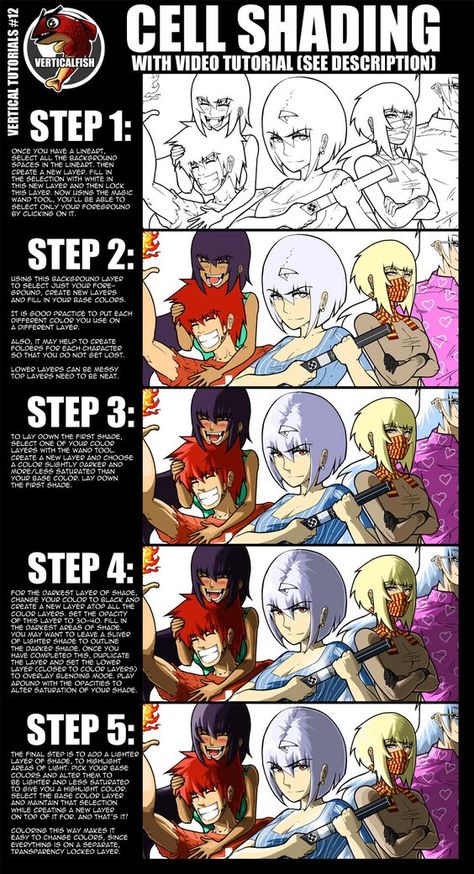 Anime Cell Shading, How To Cell Shade, Cell Shaded Art, Cell Shading Art, Cell Shading Tutorial, Lightning Tutorial, Comic Shading, Draw Vampire, Manga Techniques