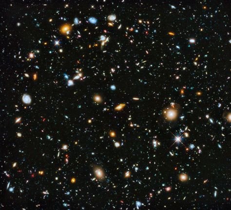 This is the famous Hubble Ultra-deep Field, released in June of 2014. It is one of the most detailed deep-space images ever taken, showing 10,000 galaxies. This image is helping scientists understand which objects were responsible for reionization, the process that made our universe transparent. Without reionization, the universe would be a foggy haze, and we could not study or see it the way we do today. Hubble Deep Field, Hubble Ultra Deep Field, Hubble Space Telescope Images, Nasa Hubble, Hubble Images, 3d Video, Hubble Space, Space Images, Hubble Space Telescope