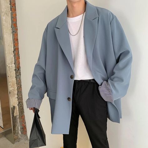 Oversized Suit Jacket, Oversized Suit, Mens Jackets Casual, Mens Fashion Streetwear, Autumn Casual, Stylish Mens Outfits, Men Fashion Casual Outfits, Streetwear Men Outfits, Korean Outfits