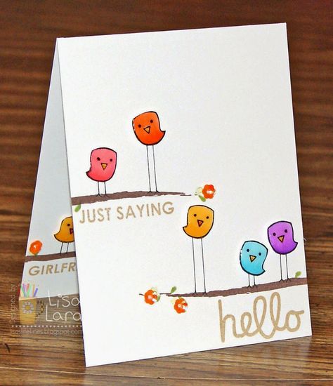 Cheery Hello Card by Lisa Lara using Lawn Fawn, Technique Tuesday and WPlus9 Design Studio stamps and Memento ink all from I{heart}papers.com Blob Animals, Just Saying Hello, Bike Card, Just Saying Hi, Saying Hello, Handmade Thank You Cards, Lawn Fawn Stamps, Technique Tuesday, Nurse Hat