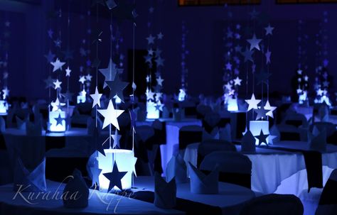 decorating ideas for night under the stars | ... of the most beautiful "star"theme wedding decoration I made on 2012 Stars Centerpieces, Wedding Reception Decorations Lights, Starry Night Prom, Star Themed Wedding, Starry Wedding, Star Centerpieces, Themed Wedding Decorations, Galaxy Wedding, Starry Night Wedding