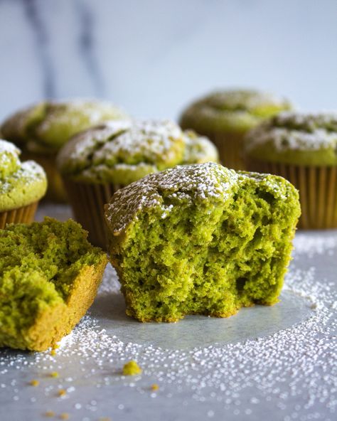 Matcha Muffins | Justine Snacks Green Tea Muffins, Tea Muffins, Justine Snacks, Matcha Muffins, Pistachio Muffins, Date Muffins, Muffin Flavors, Best Matcha, Vegan Muffins