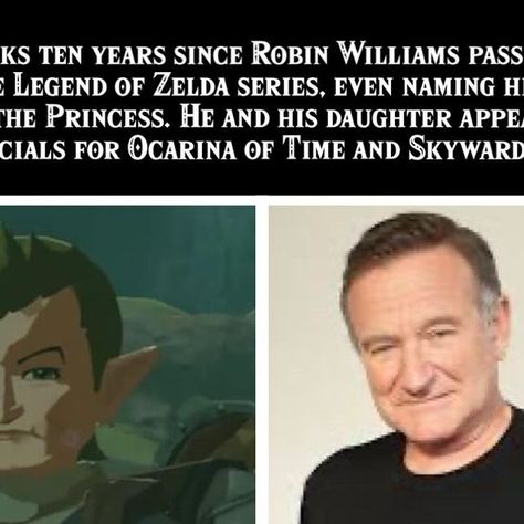 The Arithmacook on Instagram: "Hard to believe it’s been ten years today since Robin Williams passed. He was a fan of the Legend of Zelda series, and he even named his daughter, Zelda, after the Princess. They both appeared in commercials for Ocarina of Time 3D and Skyward Sword. You can find him in the land of Hyrule as the Hylian traveler Dayto. He walks the path near Foothill Stable in Breath of the Wild and he works for YunoboCo in Tears of the Kingdom. If you’re playing either game, why not find him and say hello today.

#thelegendofzelda #zelda #tloz #botw #breathofthewild  #nintendo #nintendoswitch #zeldamemes #zeldafan #zeldanation #tearsofthekingdom #totk #ocarinaoftime #skywardsword #robinwilliams" Tears Of The Kingdom, Ocarina Of Time, Zelda Breath, Robin Williams, Breath Of The Wild, The Legend Of Zelda, Legend Of Zelda, Say Hello, Nintendo