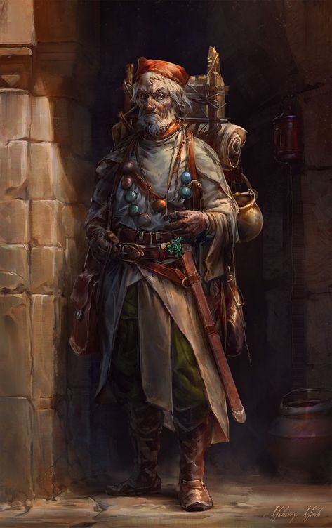 ArtStation - Travelling merchant., Mark Makovey Pathfinder Character, Dungeons And Dragons Characters, D&d Dungeons And Dragons, Game Pictures, Warhammer Fantasy, Twitch Tv, The Witcher, Dnd Characters, Character Portraits