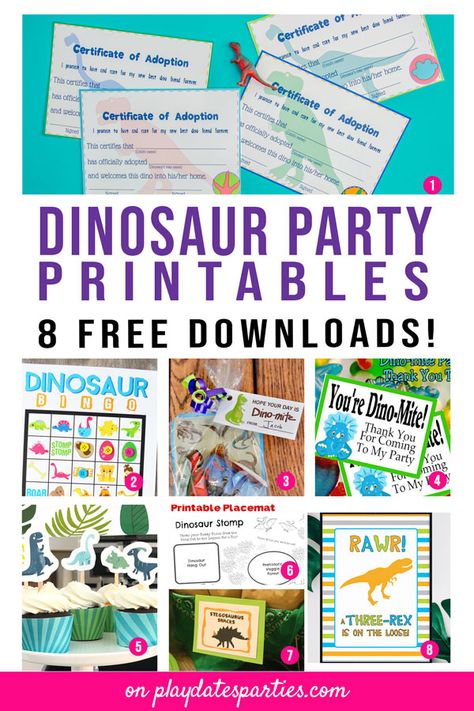 Dinosaur Birthday Party Craft, Dinosaur Birthday Party Free Printables, Dinosaur Birthday Party Diy, Dino Games For Kids Birthday Parties, Free Dinosaur Party Printables, Dinosaur Party Bags Diy, Dinosaur Birthday Printables Free, Dino Birthday Party Decoration, Dinosaur Birthday Party Games