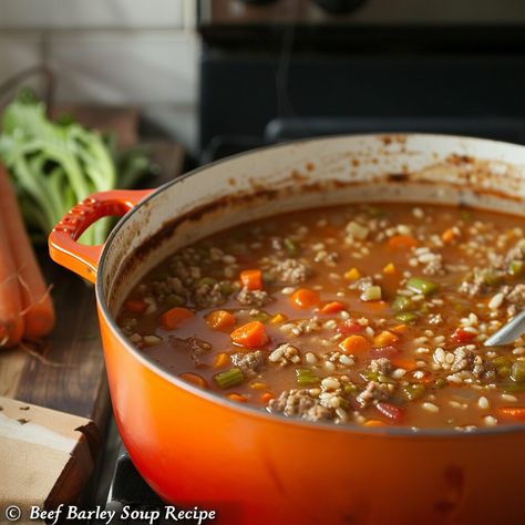 Beef Barley Soup Recipe Beef Gravy Mix, Barley Soup Recipe, Beef Barley, Beef Barley Soup, Beef Gravy, Barley Soup, The Bayou, From Beyond, Homemade Beef