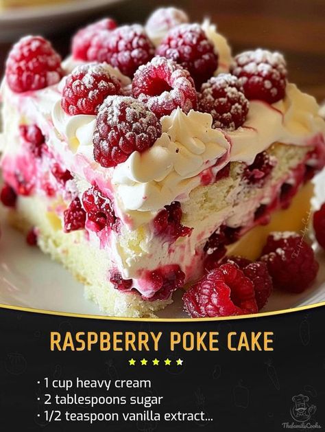 Easy and tasty recipes | White Chocolate Raspberry Poke Cake 😁 | Facebook White Chocolate Raspberry Bread, White Chocolate Raspberry Poke Cake, Chocolate Raspberry Poke Cake, Raspberry Poke Cake, Raspberry Lemon Cakes, Raspberry Bread, Poke Cakes, White Chocolate Raspberry, White Cake Mixes