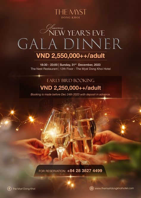 Elegant Poster Design Inspiration, Wine Menu Design Layout, Dinner Poster Design, Restaurant Flyer Design, Hotel Marketing Design, New Year Creative, Resort Poster, New Year Menu, New Year Poster