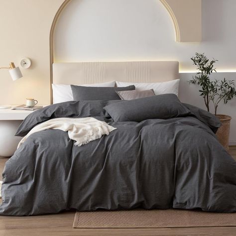 SORMAG Duvet Cover Set Soft Washed Microfiber Duvet Cover 3 Pieces Queen Dark Grey Dark Grey Duvet Covers, Bedding Stores, Linen Duvet Covers, Duvet Bedding, Comforter Cover, Cotton Duvet Cover, Cotton Duvet, Quality Bedding, Queen Duvet Covers