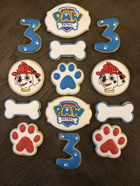 Marshall Cookies Paw Patrol, Paw Patrol Biscuits, Patrolne Sape, Puppy Cookies, Paw Patrol Cookies, Paw Patrol Marshall, Paw Party, Paw Patrol Birthday Cake, Twin Birthday Parties