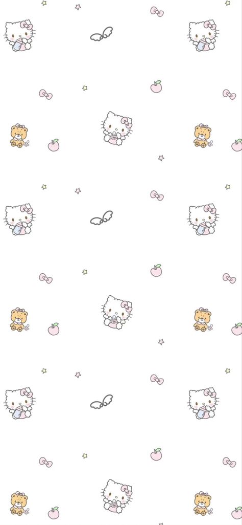 Sanrio White Wallpaper, White Hello Kitty Wallpaper, Sanrio Background, Screen Lock, Hello Kitty Backgrounds, Sanrio Wallpaper, Iphone Wallpaper Themes, Digital Painting Tutorials, Flower Phone Wallpaper