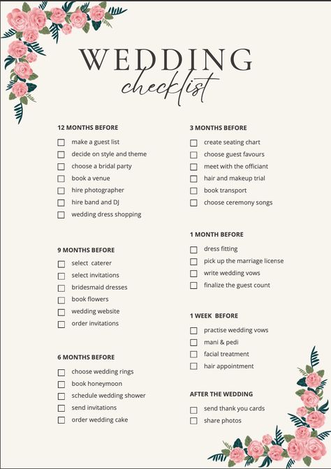 Wedding Planning Printable Checklist Month by Month Bride Groom Download Template Edit Wedding Planning Journal Diy, Wedding Day Plan, Microwedding Planning Checklist, Things I Want At My Wedding, Wedding Inspo 2024, Wedding Checklist Pdf, Wedding Planning Ideas Decor, Micro Wedding Checklist, Wedding Prep Checklist