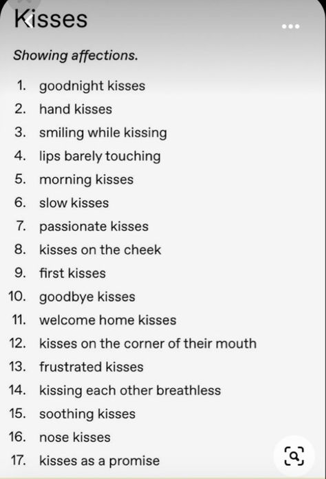 First Kiss Prompts, Kiss Prompts, Kissing Scene, Writing Romance Novels, Types Of Kisses, Morning Kisses, Writer Tips, Writing Romance, Character Arc