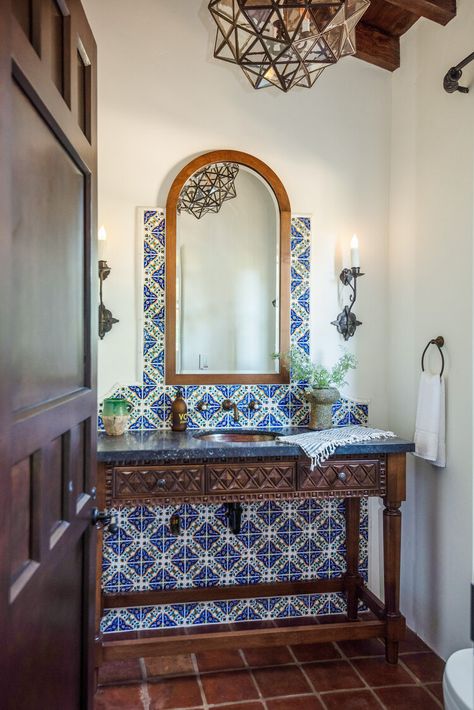 Mountain Home — Platner & Co. Spanish Revival Bathroom, Hacienda Bathroom, Mexican Tile Bathroom, Spanish Style Home Interior, Spanish Style Bathrooms, Spanish Bathroom, Mexican Bathroom, Spanish Style Kitchen, Mexican Interiors