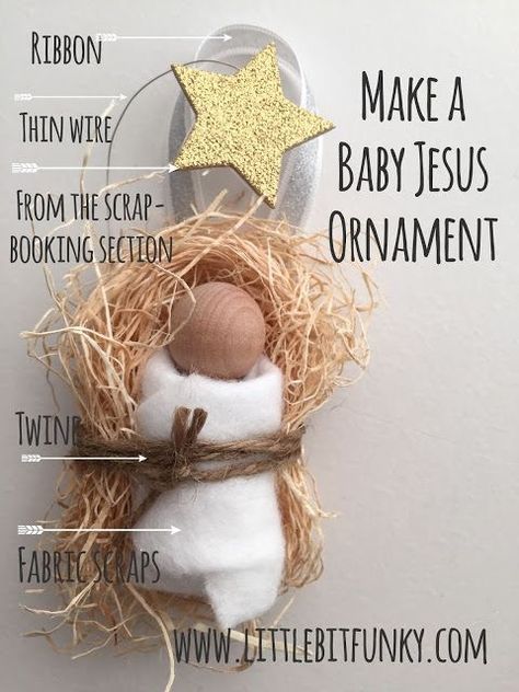 Baby Jesus in a manger Baby Jesus Ornament, Church Crafts, Nativity Crafts, Sunday School Crafts, Christmas Nativity, Noel Christmas, Christmas Ornaments To Make, Baby Jesus, Christmas Crafts For Kids