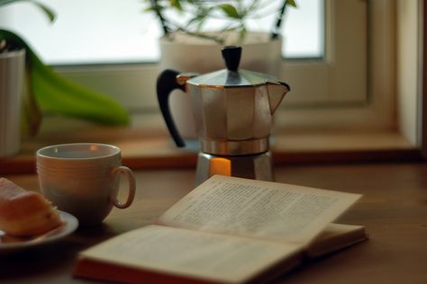 by e.kristina, via Flickr Morning Reading, Tea And Books, Moka Pot, Coffee Breakfast, Coffee Photography, Slow Life, Coffee And Books, A Cup Of Coffee, Slow Living