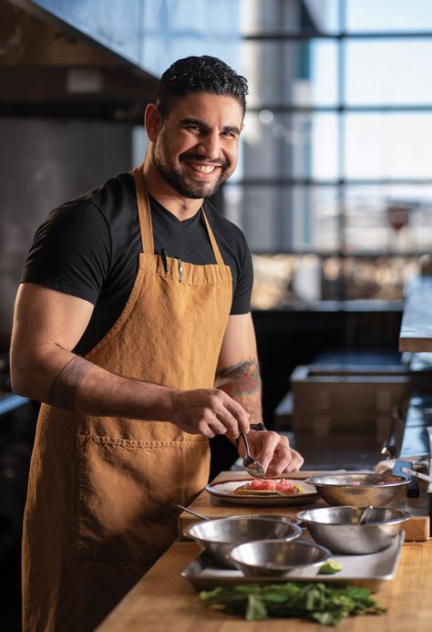 Executive Chef: Manuel Barella Lopez | Denver Life Magazine Mexican Heritage, Culinary School, Executive Chef, Life Magazine, Law School, Denver, Apron, Chef, Magazine