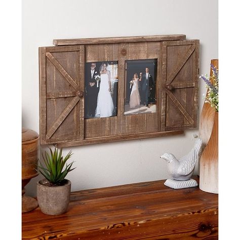 Multi Barn Door 5x7 Picture Frame 2 Opennings for Wall - On Sale - Bed Bath & Beyond - 34783124 Door Photo Frame, Door Picture Frame, Farmhouse Barn Door, Wall Photo Frame, Farmhouse Pictures, Old Barn Doors, Picture Frame Hangers, Wood Barn Door, Door Picture