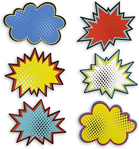 Amazon.com: Juvale Bulletin Board Cutout Name Tags, Superhero Theme (5 x 7 in, 60-Pack): Home & Kitchen Superhero Bulletin Boards, Decorations For Classroom, Comic Book Bubble, Comic Bubble, Superhero Classroom, Superhero Poster, Poster Decorations, Bulletin Board Decor, Ecole Art