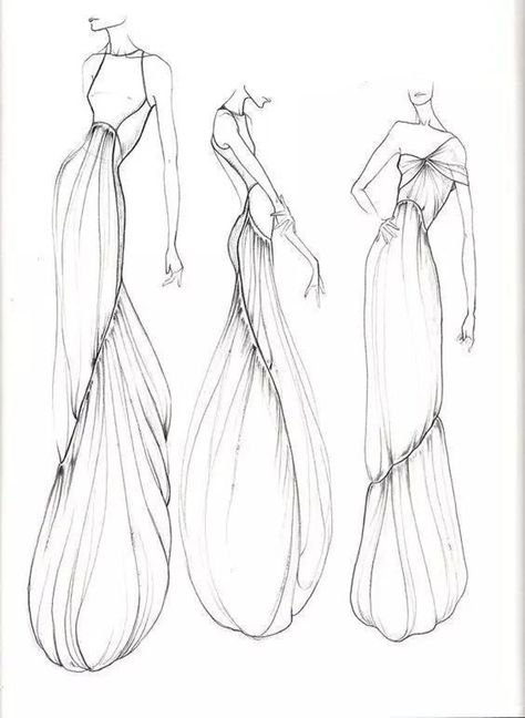 Fashion Illustration, Pencil, Hair, Dresses