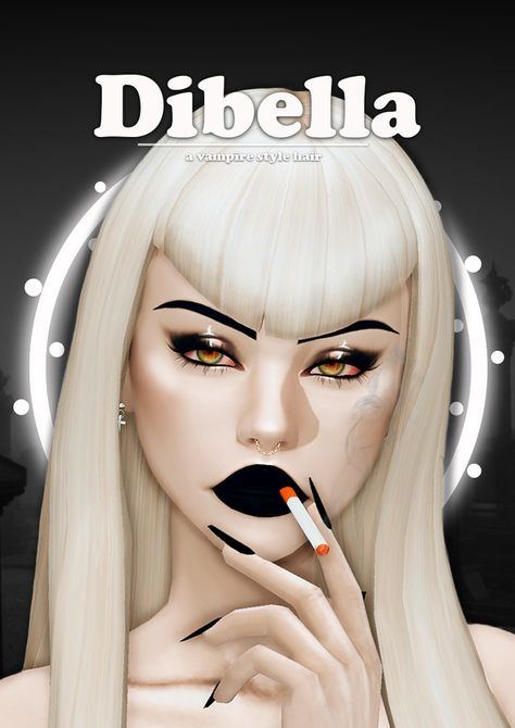 👻 DIBELLA - a vampire style hair 👻 | Lady Simmer on Patreon Sims Occult, Lady Simmer, Sims 4 Vampire Cc, Sims 4 Vampire, Sims 4 Cc Goth, Vampire Hair, Vampire Style, Sims 4 Cas Mods, Pelo Sims