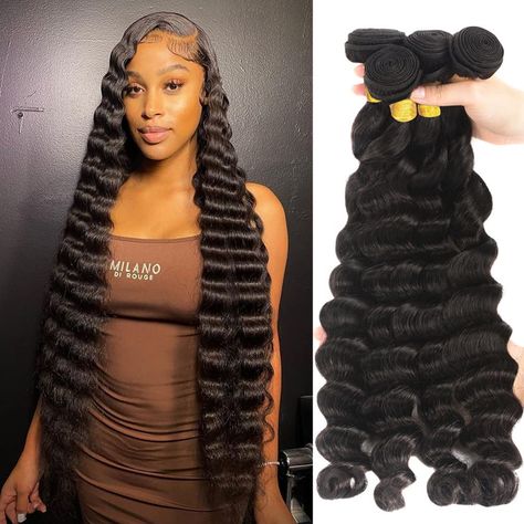 20 22 24 26 Inch 100% Unprocessed Brazilian Virgin Human Hair Bundles Loose Deep Wave Human Hair Weave 4 Bundles Can Be Dyed and Bleached Natural Black Deep Wave Bundles, Deep Wave Human Hair, Glamour Hair, Loose Deep Wave, Deep Wave Hairstyles, Human Hair Bundles, Halloween Fancy Dress, Brazilian Virgin Hair, Hair Life