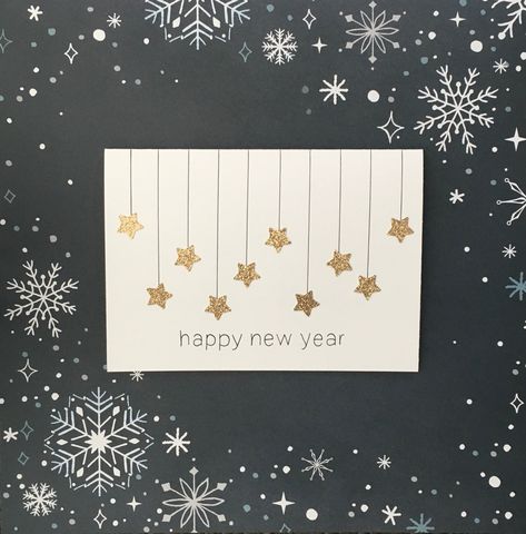 "Handmade Sparkly Gold Stars New Years Card Blank Inside 5\" x 7\" Plain White Envelope Included *Please note that all my cards are handmade so each one is unique!*" New Year Cards Handmade, New Year Card Making, New Year Card Design, New Years Card, Cupcake Birthday Cards, Postcards Diy, New Year Diy, Diy Holiday Cards, New Year Cards