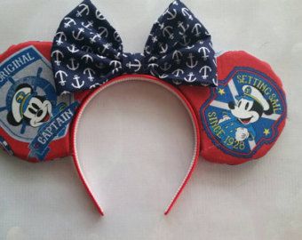 Captain Mickey Disney Cruise inspired ears headband Pirate Mickey Ears, Mickey Ears Diy, Nautical Mickey, Disney Projects, Diy Disney Ears, Diy Mickey Ears, Disney Mickey Ears, Minnie Party, Ear Hair