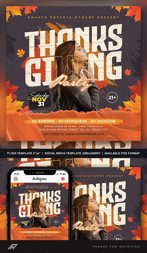 Thanksgiving Flyer Design, Thanksgiving Flyer, Thanksgiving Poster, Fashion Poster Design, Graphic Design Cards, Church Poster Design, Thanksgiving Design, Graphic Design Ads, Flyer And Poster Design