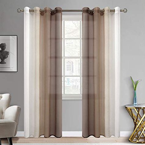 Brown Living Room Curtains Ideas, Brown Curtains Living Room Ideas, Light Brown Curtains, Brown Curtains Living Room, Sheers Curtains Living Room, Living Room Decor On A Budget, Brown Curtains, Fall Bedroom Decor, Layered Curtains