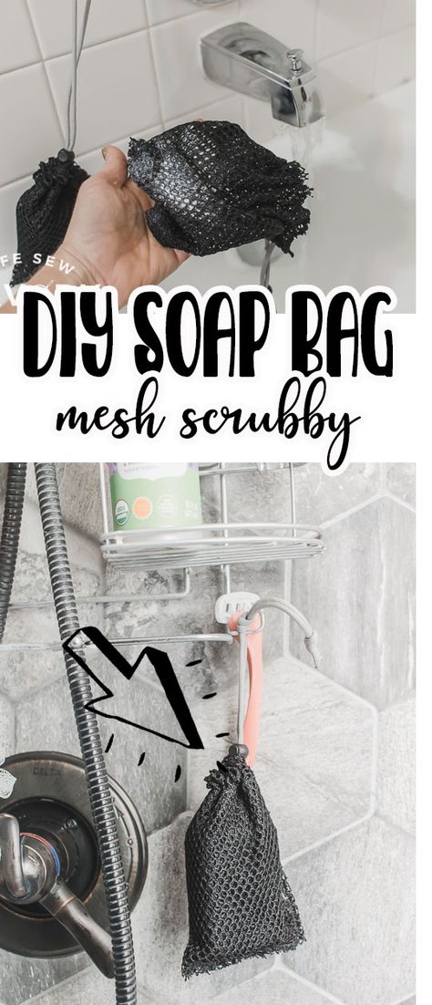 sew a DIY mesh soap bag for easy soap use in the shower. This simple sewing tutorial makes a great gift or stocking stuffer with fun soap. Scrubby mesh soap bags are the perfect shower tool. Soap Holders For Showers Diy, Diy Soap Bag, Soap Bags Diy, Diy Mesh Bag, Diy Soap Saver Bag, Soap Holders For Showers, Diy Soap Saver, Soap Holder Diy, Diy Soap Pouches