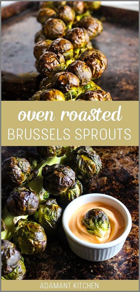 Discover the perfect oven roasted Brussels sprouts recipe that brings out their natural flavor and crispiness. Whether you're serving them as a side dish or an appetizer, these roasted Brussels sprouts are sure to be a hit. Pair them with a tangy sriracha dipping sauce for added heat! Find more healthy Brussels sprouts recipes, vegetarian dishes, healthy eating, and Vegetable Side Dishes at adamantkitchen.com. Aioli For Brussel Sprouts, Brussels Sprouts Sauce, Brussel Sprout Recipes With Dipping Sauce, Sauce For Brussels Sprouts, Sauce For Roasted Brussel Sprouts, Aoli Sauce For Brussel Sprouts, Brussel Sprout Dipping Sauce, Brussels Sprout Appetizers, Brussel Sprout Sauce