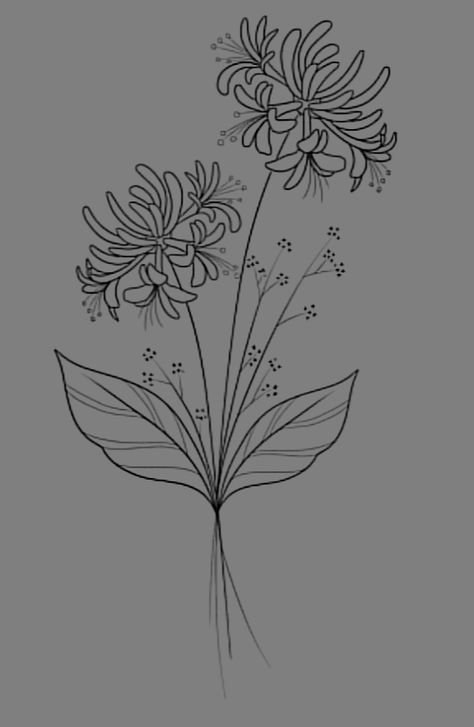 Honeysuckle And Daisy Tattoo, Honeysuckle Drawing Simple, Honeysuckle Tattoo Design, Honey Suckle Tattoo Simple, Honey Suckle Flowers Tattoo, Honeysuckle Drawing, Honeysuckle Tattoo Simple, Honeysuckle Tattoo, Flower Tattoo On Ribs