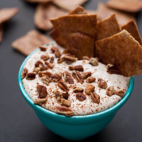 Cinnamon Pita Chips with Maple Cream Cheese