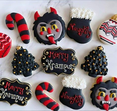 Krampus Cookies, Christmas Tree Shopping, Holiday Cookies Decorated, Merry Creepmas, Viking Christmas, Krampus Christmas, Cookie Contest, Geek Christmas, Cookies Theme