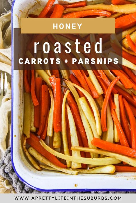 Roasted Parsnips And Carrots, Carrot And Parsnip Recipe, Parsnips And Carrots, Honey Parsnips, Honey Roasted Parsnips, Carrots And Parsnips, Roasted Carrots And Parsnips, Parsnip Recipes, Oven Roasted Carrots