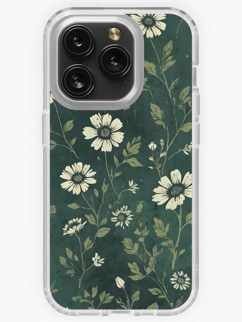 "Dark Green Grunge Texture with Flowers" iPhone Case for Sale by Ninjakandy | Redbubble Green Phone Case Painting, Dark Green Grunge, Dark Green Iphone, Phone Case Painting, Case Painting, Green Grunge, Green Phone Case, Green Iphone Case, Case Ideas